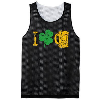 I Love Beer Four Leaf Clover St Patricks Day Mesh Reversible Basketball Jersey Tank