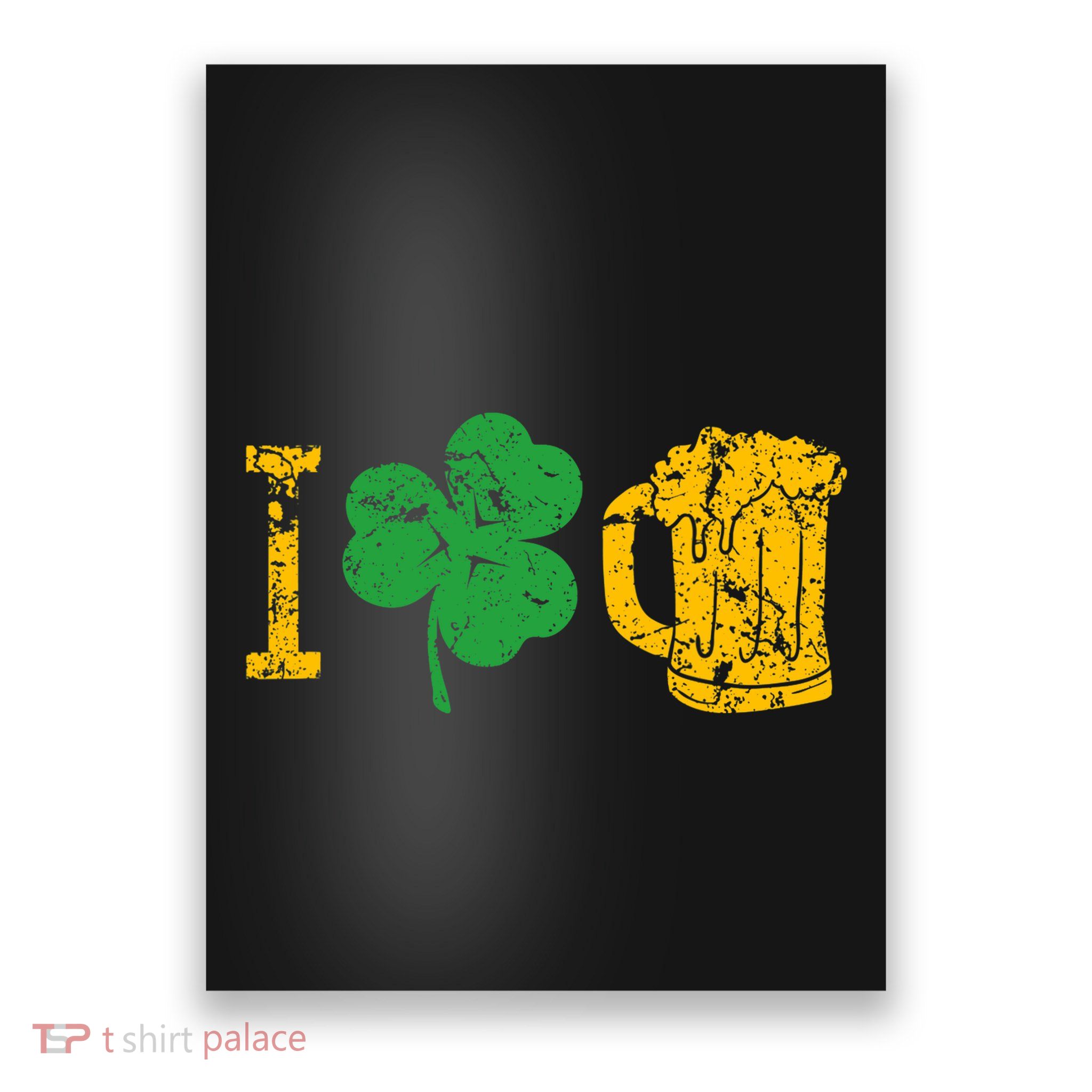 I Love Beer Four Leaf Clover St Patricks Day Poster