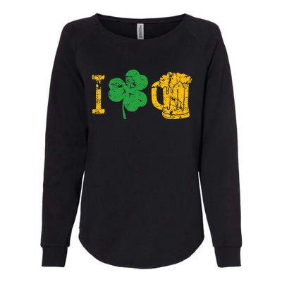 I Love Beer Four Leaf Clover St Patricks Day Womens California Wash Sweatshirt