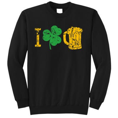 I Love Beer Four Leaf Clover St Patricks Day Tall Sweatshirt