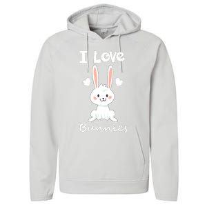 I Love Bunnies Rabbit Animal Performance Fleece Hoodie