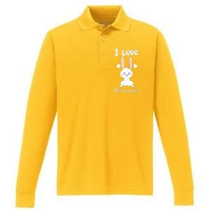 I Love Bunnies Rabbit Animal Performance Long Sleeve Polo