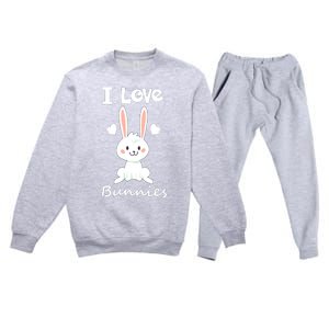 I Love Bunnies Rabbit Animal Premium Crewneck Sweatsuit Set