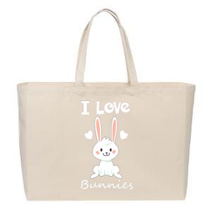 I Love Bunnies Rabbit Animal Cotton Canvas Jumbo Tote