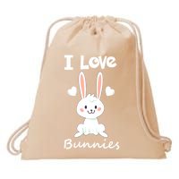 I Love Bunnies Rabbit Animal Drawstring Bag
