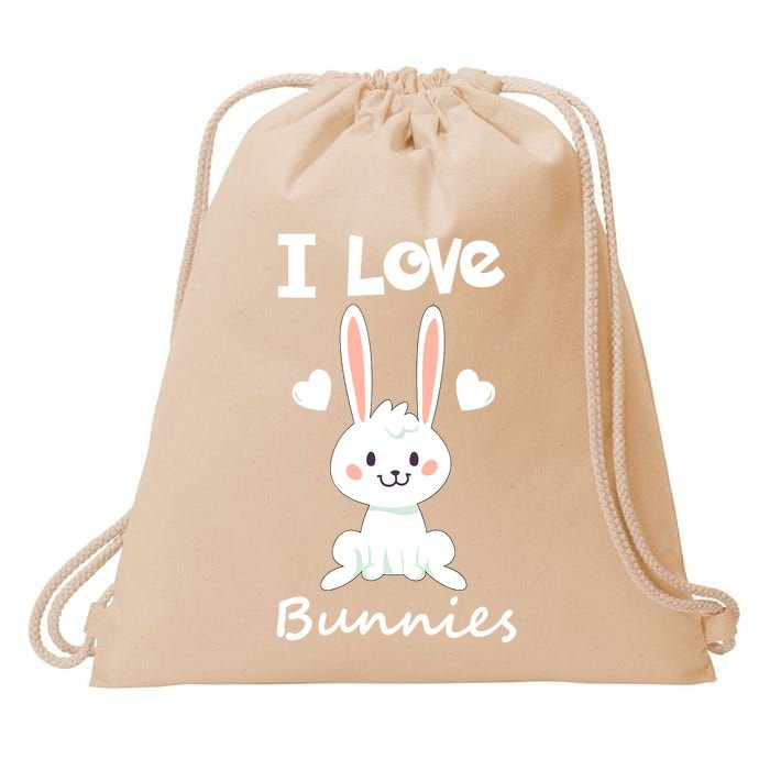 I Love Bunnies Rabbit Animal Drawstring Bag