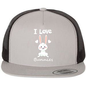 I Love Bunnies Rabbit Animal Flat Bill Trucker Hat