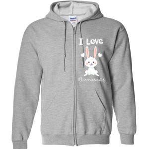 I Love Bunnies Rabbit Animal Full Zip Hoodie