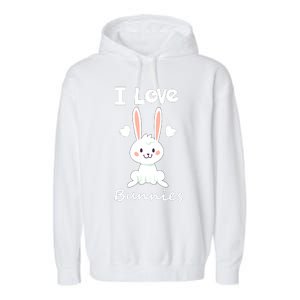 I Love Bunnies Rabbit Animal Garment-Dyed Fleece Hoodie