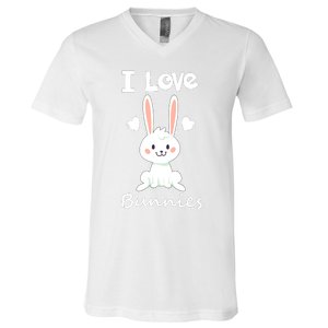 I Love Bunnies Rabbit Animal V-Neck T-Shirt