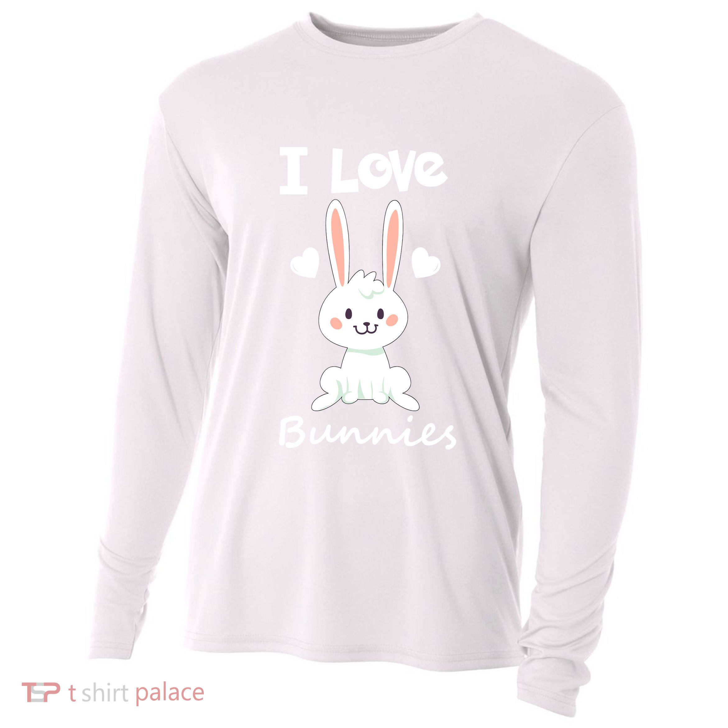 I Love Bunnies Rabbit Animal Cooling Performance Long Sleeve Crew