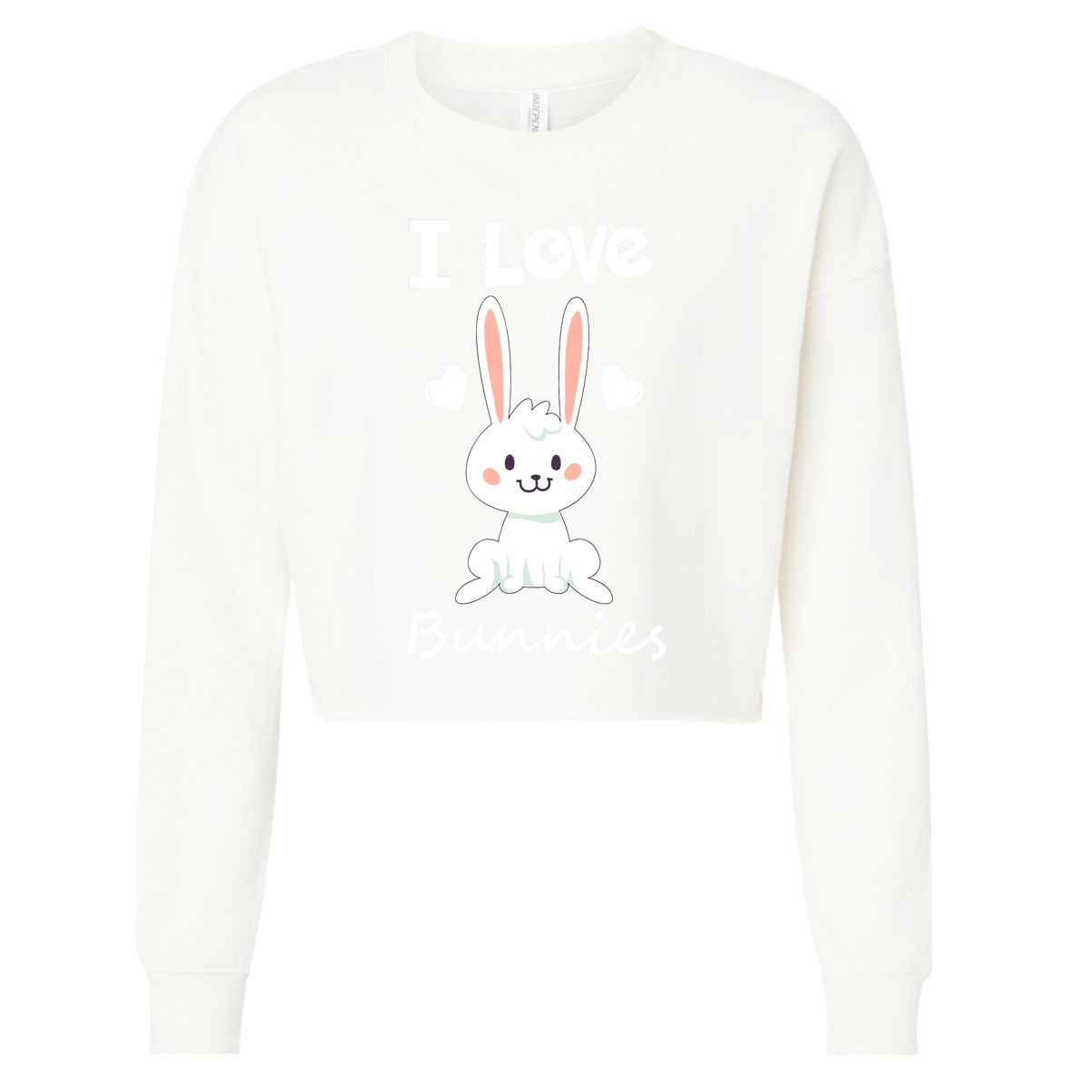 I Love Bunnies Rabbit Animal Cropped Pullover Crew
