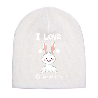 I Love Bunnies Rabbit Animal Short Acrylic Beanie