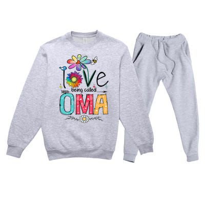 I Love Being Called Oma Daisy Flower Cute Mother's Day Premium Crewneck Sweatsuit Set