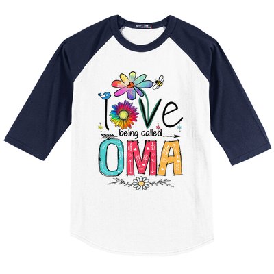 I Love Being Called Oma Daisy Flower Cute Mother's Day Baseball Sleeve Shirt