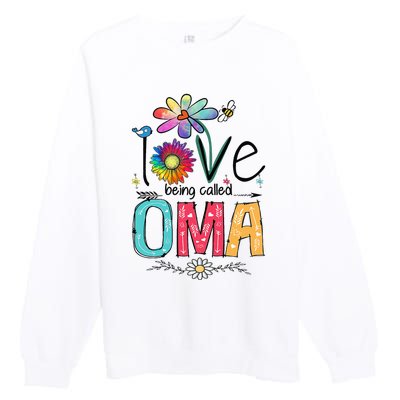 I Love Being Called Oma Daisy Flower Cute Mother's Day Premium Crewneck Sweatshirt