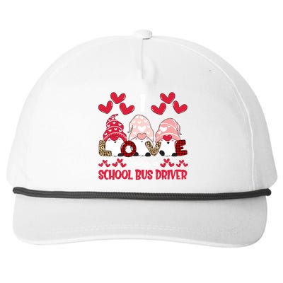 I Love Being School Bus Driver Teacher Valentines Gnome Cute Gift Snapback Five-Panel Rope Hat