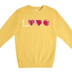 I Love Baseball Player Cute Baseball Pitcher Hitter Catcher Cute Gift Premium Crewneck Sweatshirt