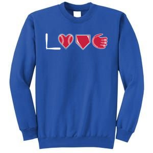 I Love Baseball Player Cute Baseball Pitcher Hitter Catcher Cute Gift Tall Sweatshirt