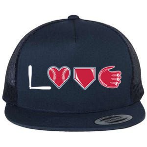 I Love Baseball Player Cute Baseball Pitcher Hitter Catcher Cute Gift Flat Bill Trucker Hat