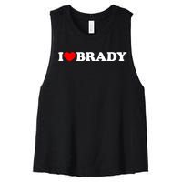 I Love Brady Funny Name Valentine's Day Women's Racerback Cropped Tank