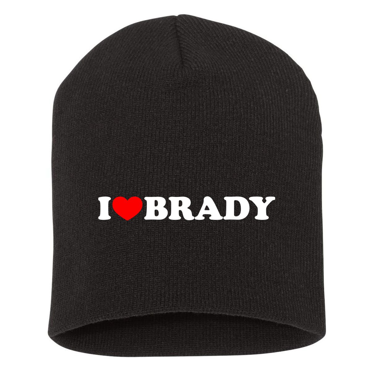 I Love Brady Funny Name Valentine's Day Short Acrylic Beanie