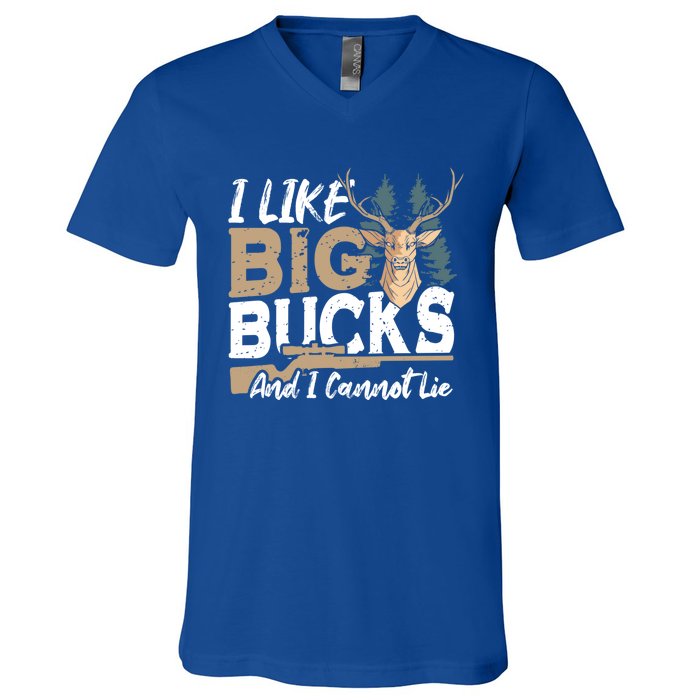 I Like Big Bucks And I Cannot Lie Deer Hunting Gift V-Neck T-Shirt