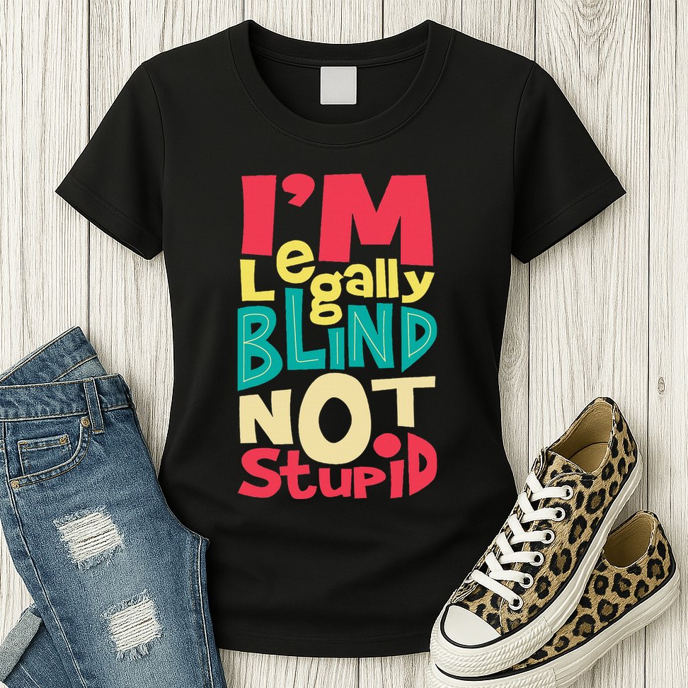 IM Legally Blind Not Stupid Blindness Visually Impaired Womens T-Shirt