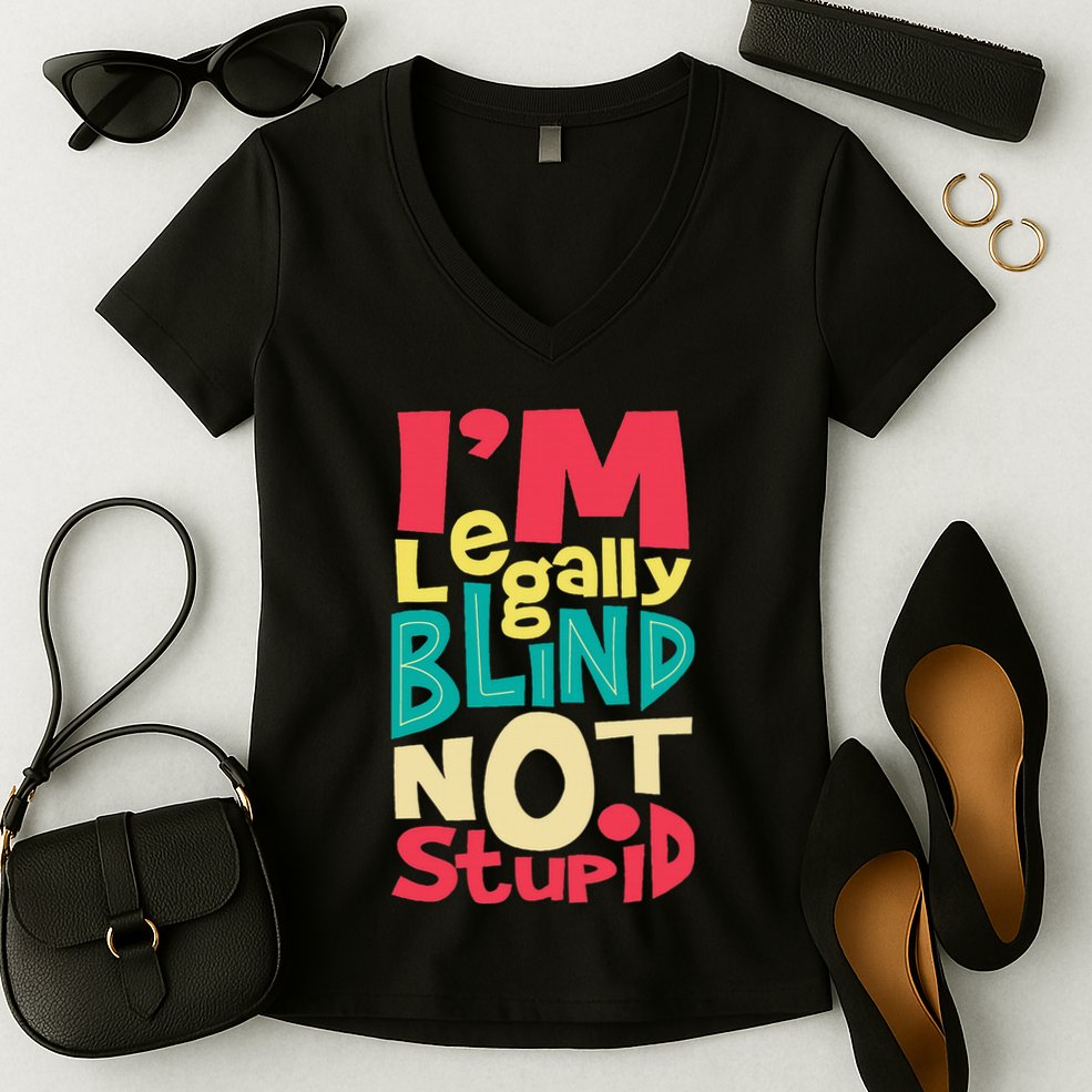 IM Legally Blind Not Stupid Blindness Visually Impaired Women's V-Neck T-Shirt