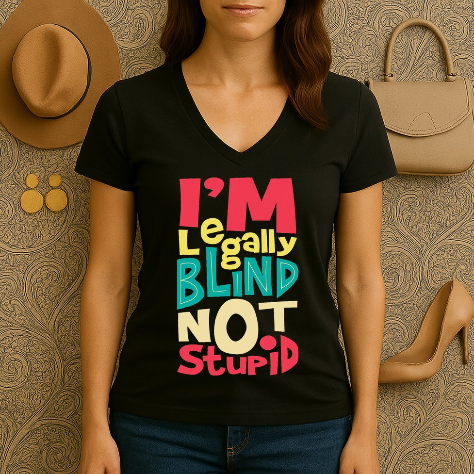 IM Legally Blind Not Stupid Blindness Visually Impaired Women's V-Neck T-Shirt