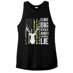 I Like Big Bucks and I Cannot Lie Deer Hunting USA Flag Ladies PosiCharge Tri-Blend Wicking Tank