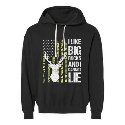 I Like Big Bucks and I Cannot Lie Deer Hunting USA Flag Garment-Dyed Fleece Hoodie