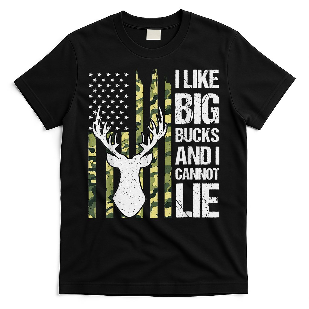 I Like Big Bucks and I Cannot Lie Deer Hunting USA Flag T-Shirt