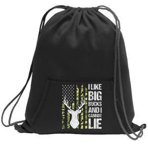 I Like Big Bucks and I Cannot Lie Deer Hunting USA Flag Sweatshirt Cinch Pack Bag