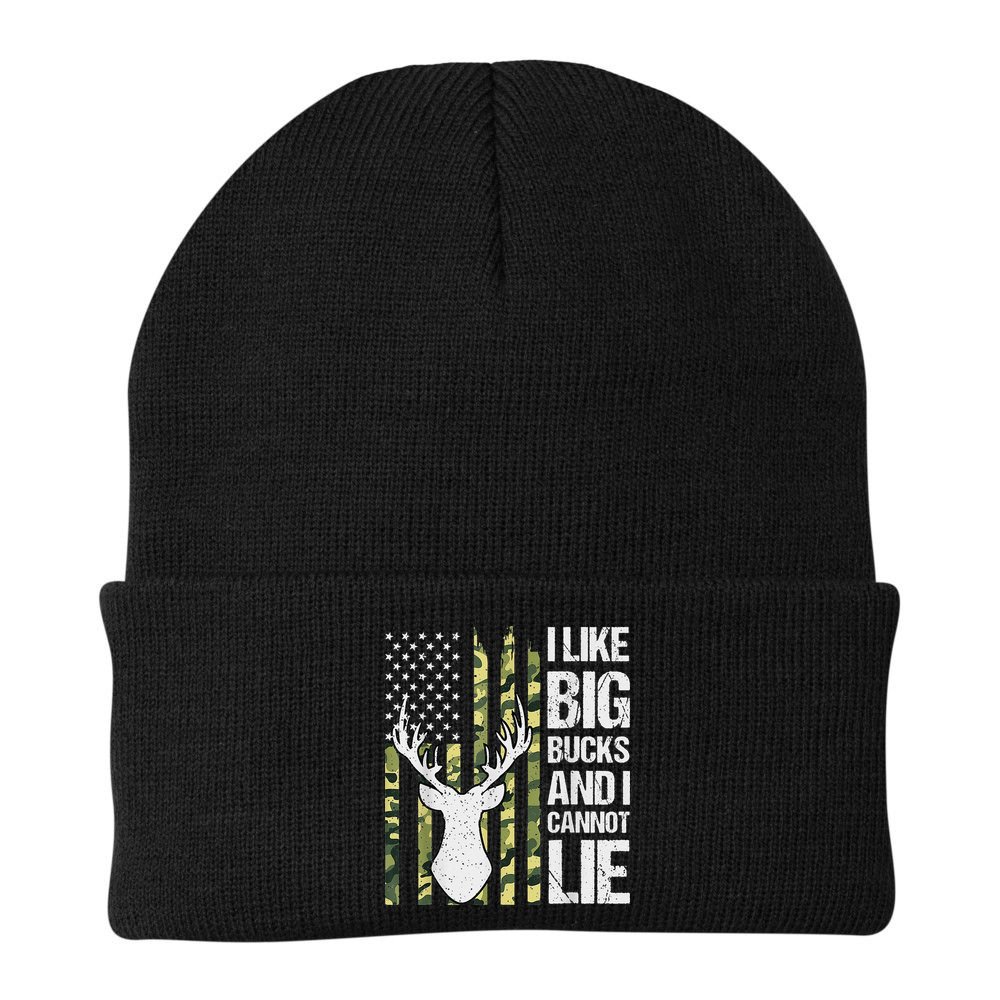 I Like Big Bucks and I Cannot Lie Deer Hunting USA Flag Beanie