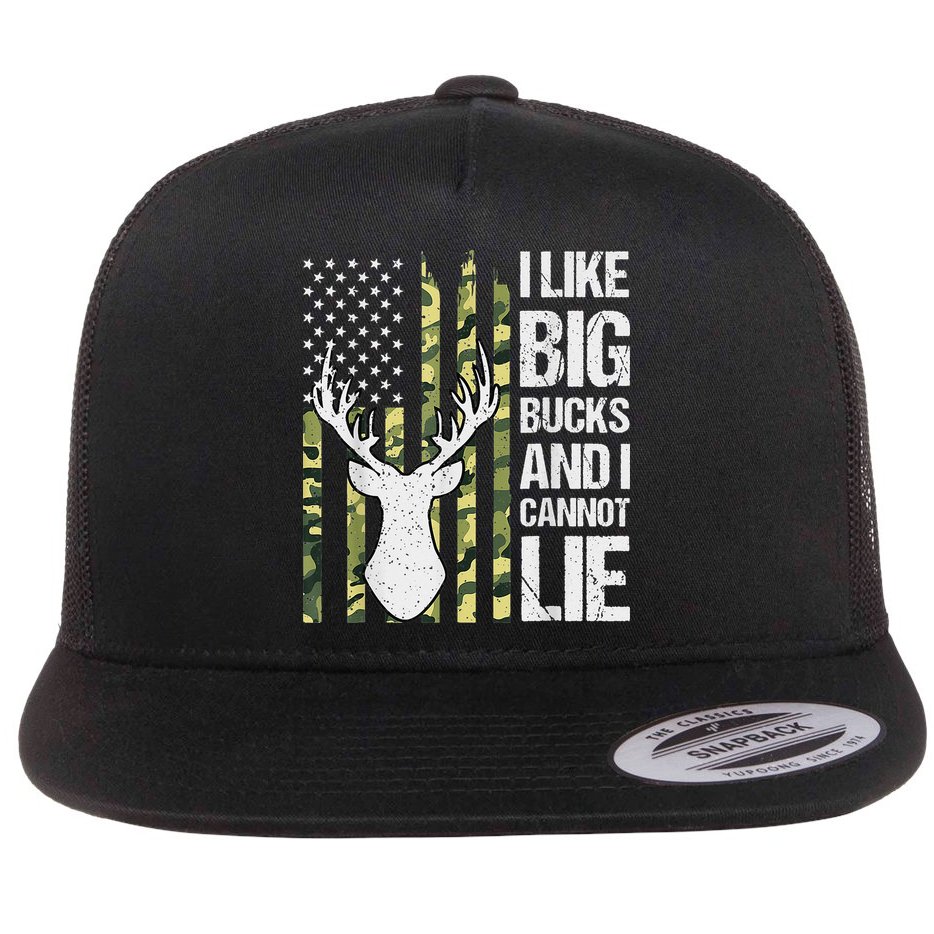 I Like Big Bucks and I Cannot Lie Deer Hunting USA Flag Flat Bill Trucker Hat