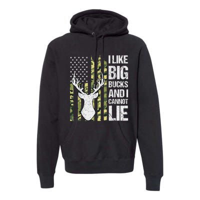 I Like Big Bucks and I Cannot Lie Deer Hunting USA Flag Premium Hoodie