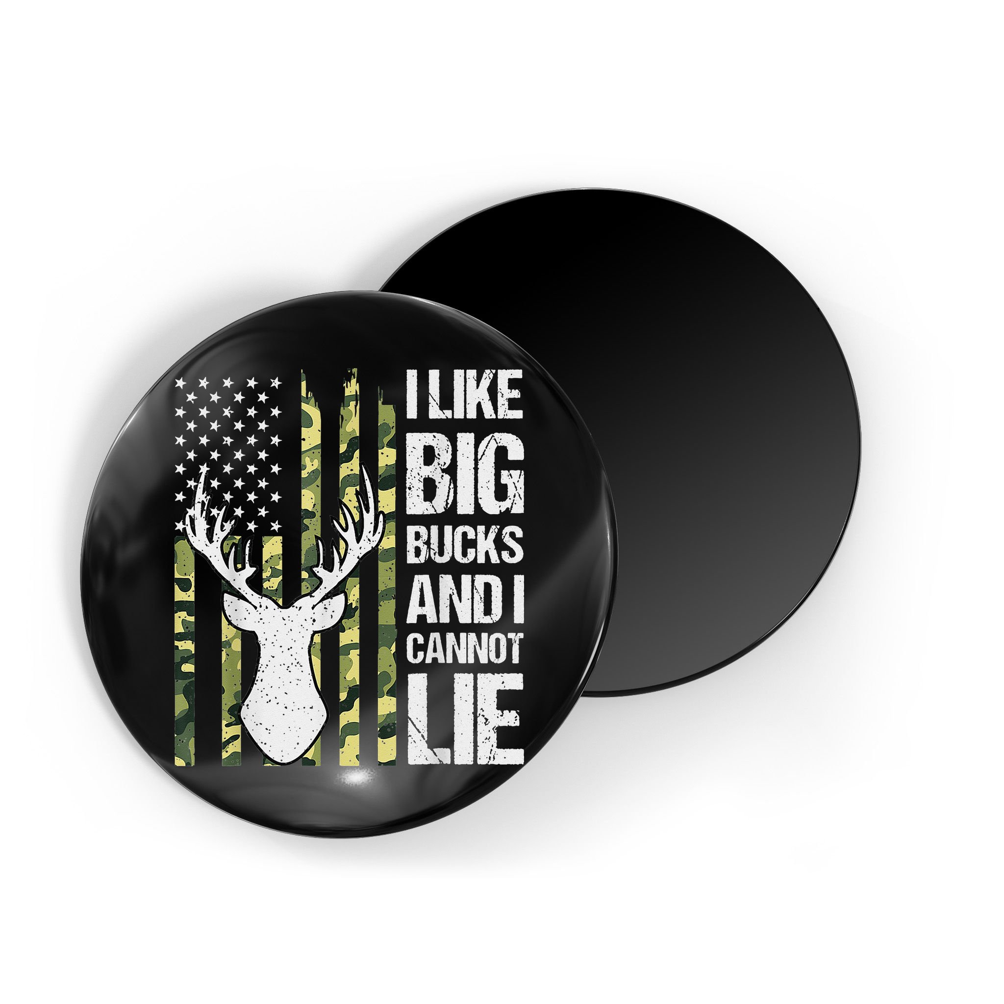 I Like Big Bucks and I Cannot Lie Deer Hunting USA Flag Magnet