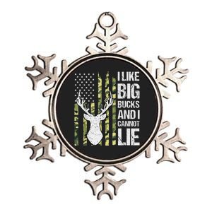 I Like Big Bucks and I Cannot Lie Deer Hunting USA Flag Metallic Star Ornament