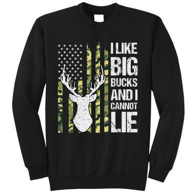 I Like Big Bucks and I Cannot Lie Deer Hunting USA Flag Tall Sweatshirt