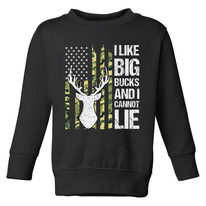 I Like Big Bucks and I Cannot Lie Deer Hunting USA Flag Toddler Sweatshirt