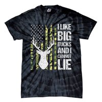 I Like Big Bucks and I Cannot Lie Deer Hunting USA Flag Tie-Dye T-Shirt