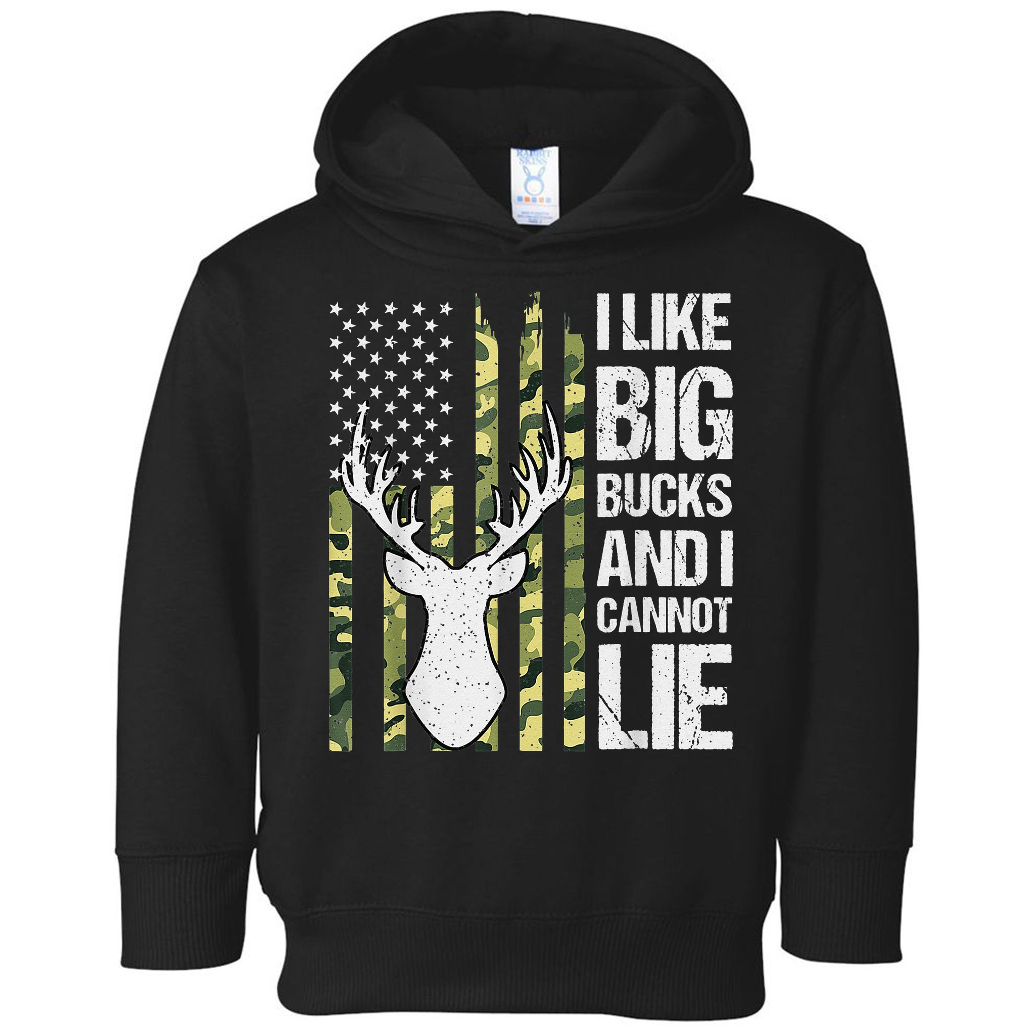 I Like Big Bucks and I Cannot Lie Deer Hunting USA Flag Toddler Hoodie