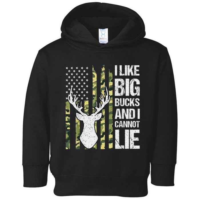 I Like Big Bucks and I Cannot Lie Deer Hunting USA Flag Toddler Hoodie