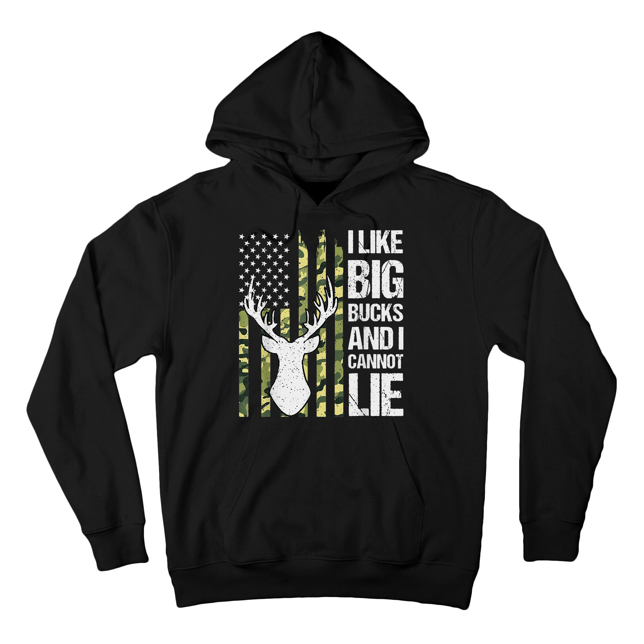 I Like Big Bucks and I Cannot Lie Deer Hunting USA Flag Tall Hoodie