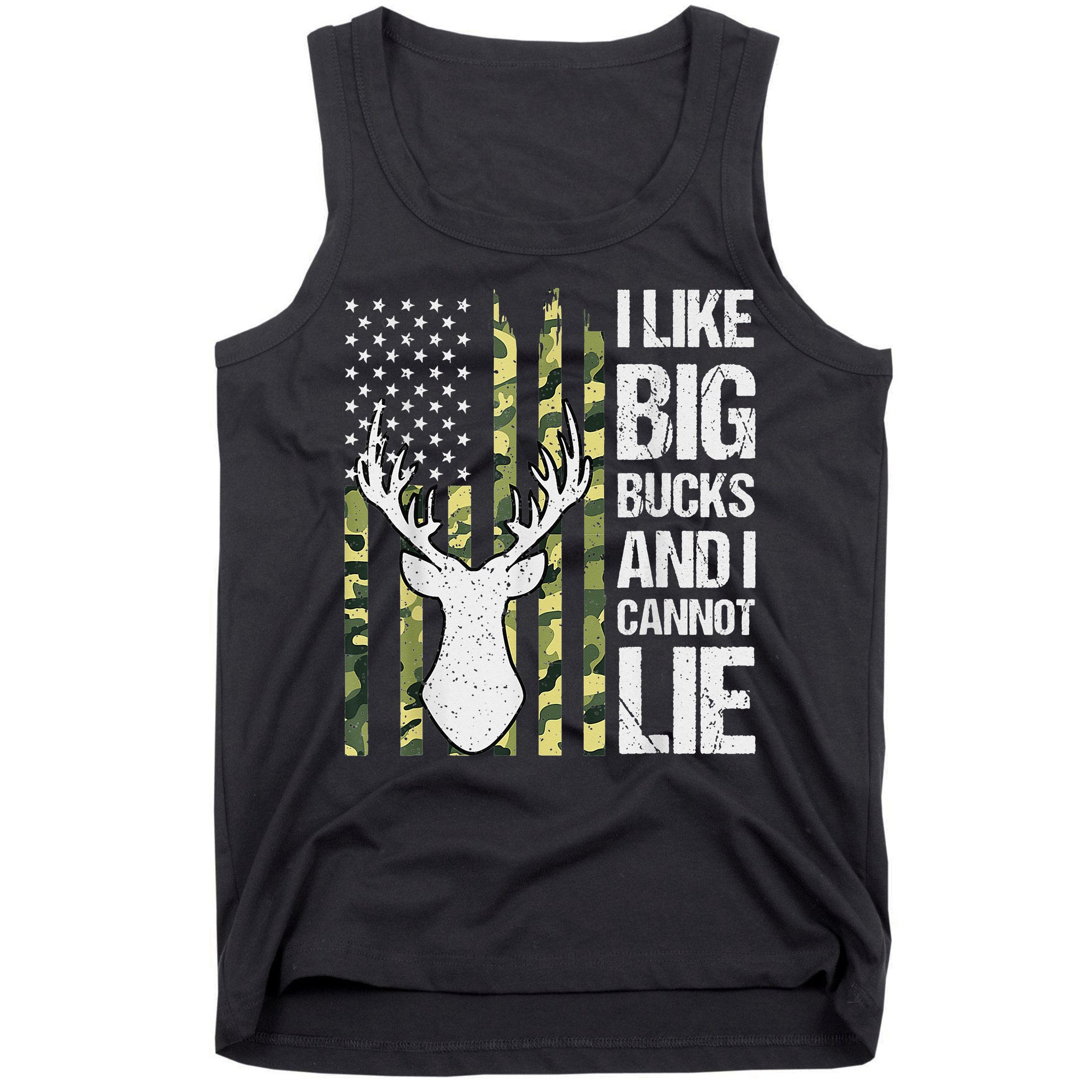 I Like Big Bucks and I Cannot Lie Deer Hunting USA Flag Tank Top