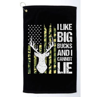 I Like Big Bucks and I Cannot Lie Deer Hunting USA Flag Platinum Collection Golf Towel