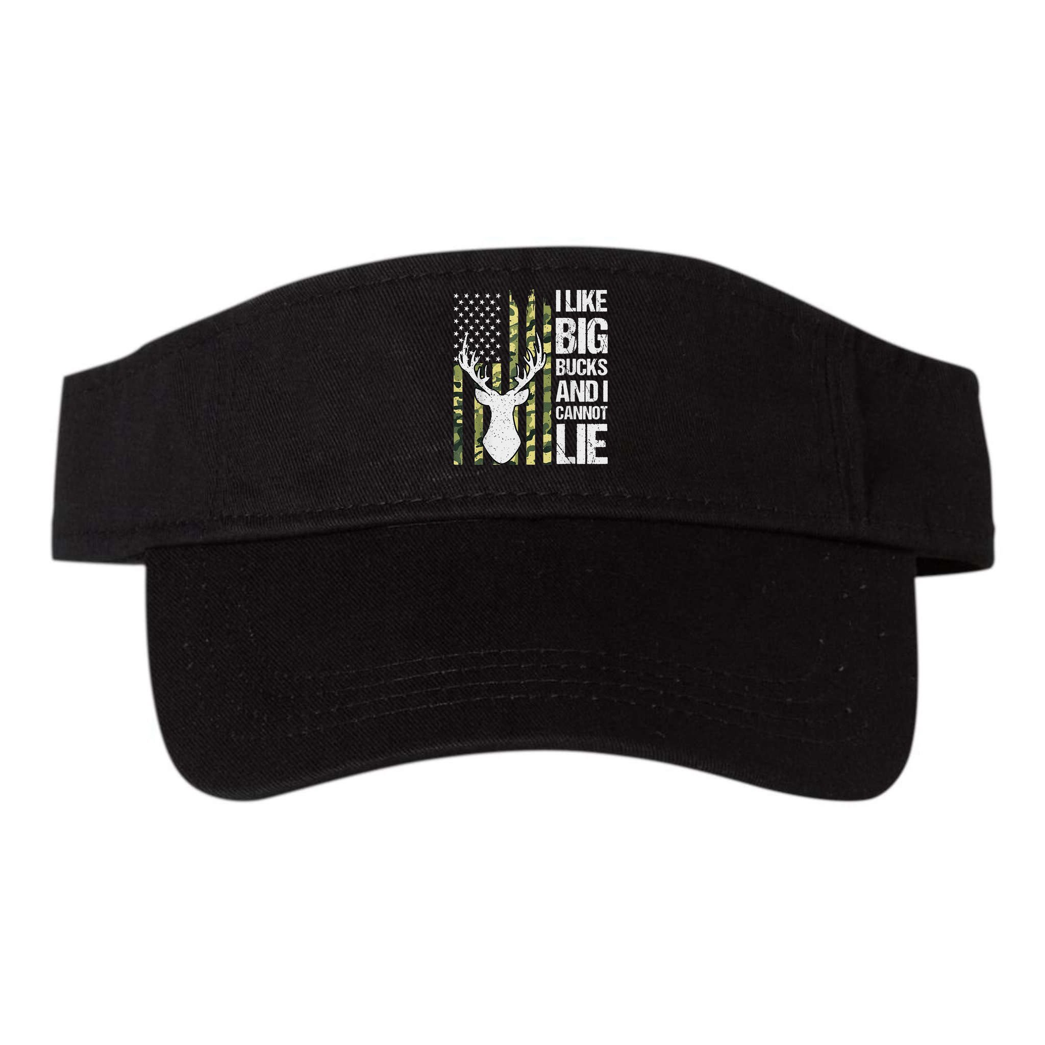 I Like Big Bucks and I Cannot Lie Deer Hunting USA Flag Visor