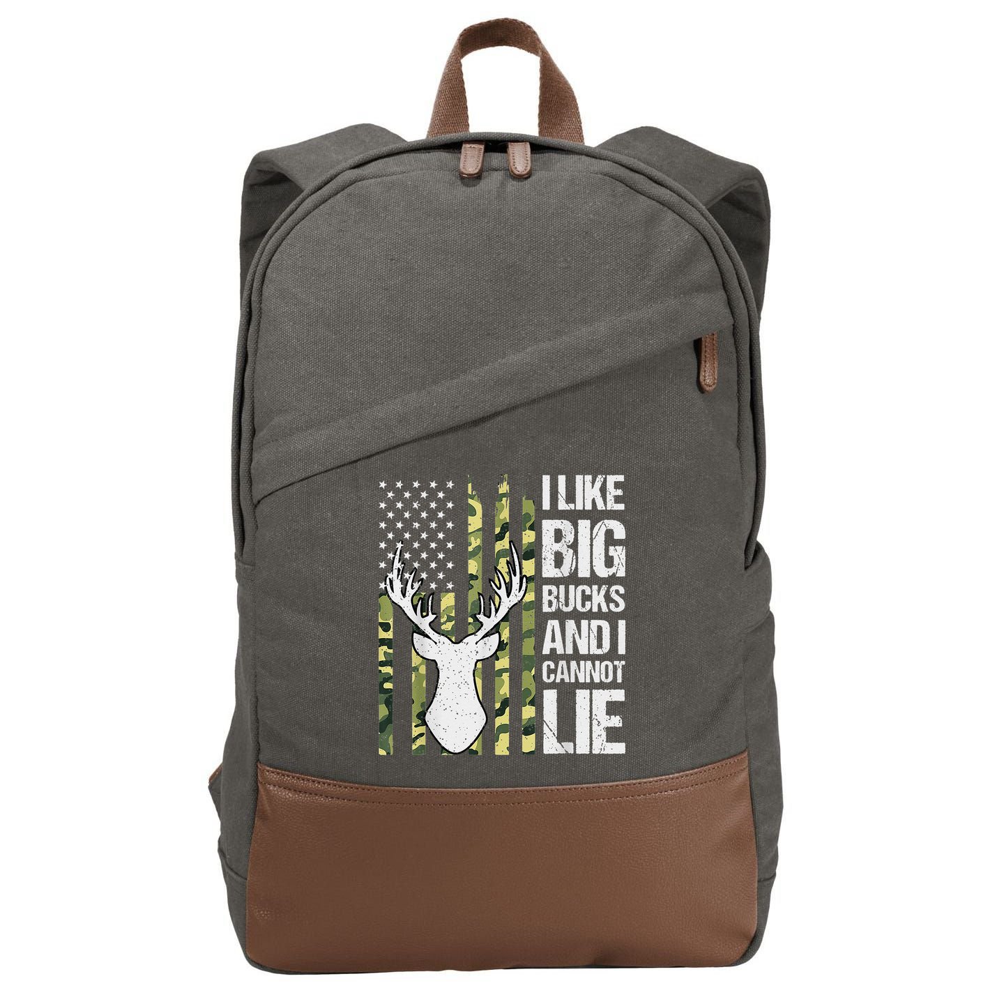 I Like Big Bucks and I Cannot Lie Deer Hunting USA Flag Cotton Canvas Backpack