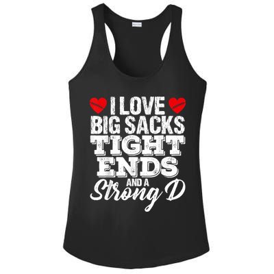 I Love Big Sacks Tight Ends And A Strong D Funny Vintag Ladies PosiCharge Competitor Racerback Tank